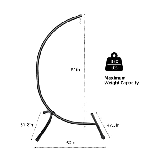 GOUTIME Hammock Chair Stand Only, Hanging Swing Egg Chair Stands Frame Holder, Heavy Duty Steel C Stand for Indoor Outdoor, Max Load 350 LBS