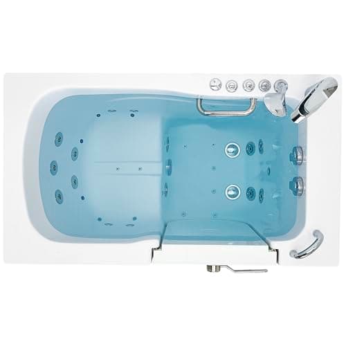 Ella Capri 30"x52" Acrylic Air + Hydro Massage and Heated Seat Walk-In Bathtub with Right Outward Swing Door, 2 Piece Fast Fill Faucet, 2" Dual Drain