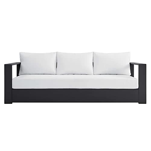 Modway Tahoe Aluminum Outdoor Patio Sofa in Gray White