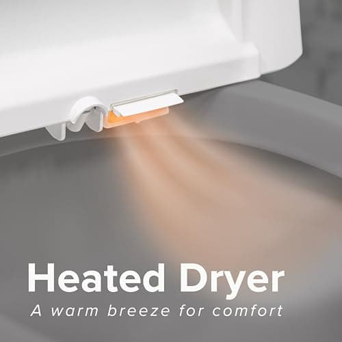 SmartBidet SB-1000WE Electric Bidet Toilet Seat with Heated Seating, Warm Air Dryer, Temperature Control Wash, and Remote Control, Elongated Seating