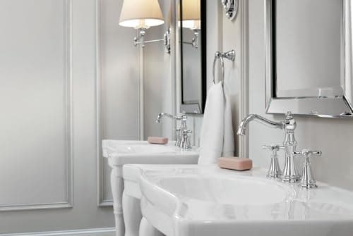Moen Weymouth Chrome Two-Handle Widespread Cross Handle Bathroom Faucet Trim Set, Valve Required, TS42114