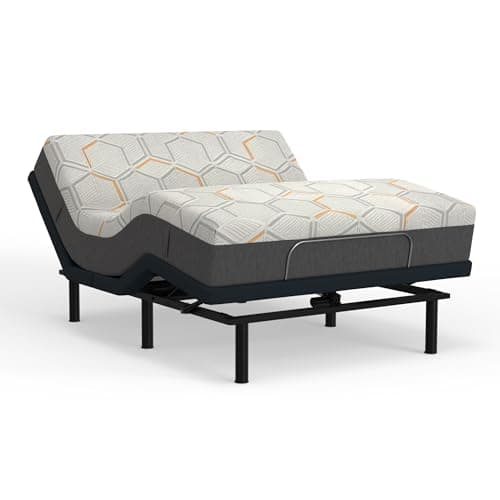 Blissful Nights e4 Queen Adjustable Bed Base Frame with 12" Medium Firm Copper and Gel Infused Memory Foam Mattress