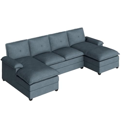 U Shaped Sectional Couch for Living Room,110" 4-Seater Comfy Couch with Double Chaise,Deep Seat Modular Sofa Couches with Thick Cushion & Soft Backrest,Dark Gray
