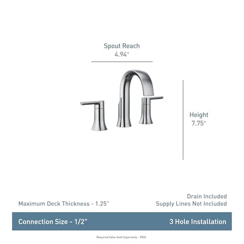 Moen Doux Brushed Nickel Two-Handle Adjustable Widespread Contemporary Bathroom Faucet Trim Kit, Valve Required, TS6925