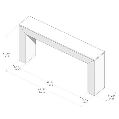 Plank+Beam Grand Console Table, 66 Inch Modern Solid Wood Sofa Table, Narrow Entryway Table for Hallway, Behind The Couch, Living Room, Foyer, Black Wirebrush