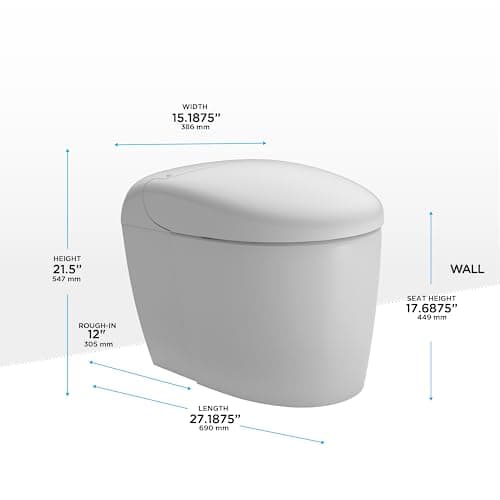 TOTO NEOREST RS Dual Flush 1.0 or 0.8 GPF Toilet with Intergeated Bidet Seat & EWATER+, Cotton White - MS8341CUMFG#01