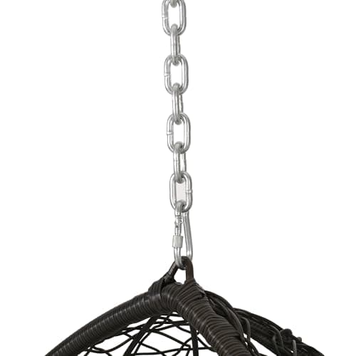 Outdoor Hanging Egg Chair with 8FT Chain, Patio Wicker Swing Egg Basket Chairs, Rattan Basket Hanging Chair Without Stand, Indoor Outdoor Wicker Hammock Egg Chair, Ideal for Patio Garden, Khaki Brown