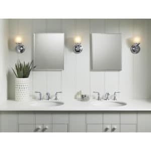 KOHLER CB-CLR1620FS Single Door Beveled Medicine Cabinet with Mirror Door & Adjustable Shelves, Rectangular Beveled Edge Frame, 16" x 20"