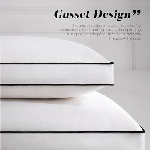 Feather Down Pillows King Size Set of 2 with Gusset, Luxury Hotel Collection Bed Pillow 2 Pack, Down Surrounded Pillows for Sleeping, Soft Fluffy for Side, Back Sleepers 20x36 in.