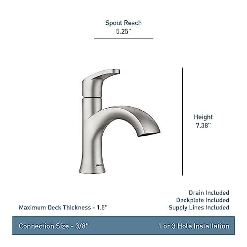 Moen Karis Chrome One-Handle Single Hole Bathroom Sink Faucet with Optional Deck Plate, 84346