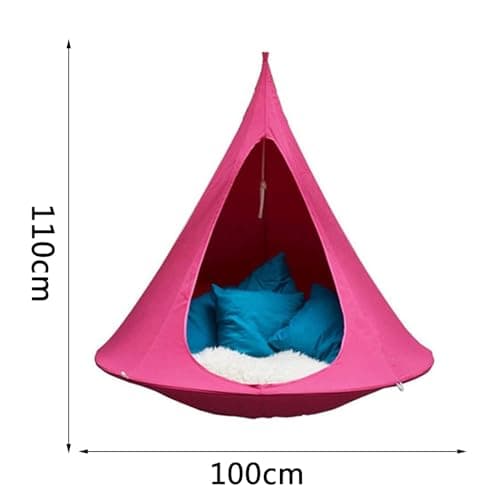 Flying Saucer Shape Hammock Swing Chair Teepee Hammock Stand Garden Outdoors Chair Hanging Swinging Swings Tree Chairs Free Standing for Kids & Adults Indoor Outdoor Hammock Tent,Rose red,100cm