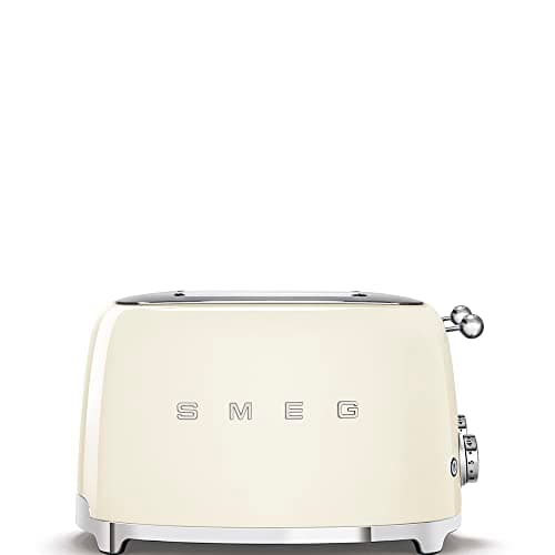 Smeg 50's Style Retro Aesthetic 4 Slice Toaster 6 Presets Extra Wide Slots Cream TSF03CRUS