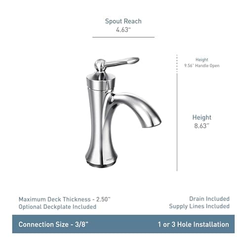Moen 4500ORB Wynford One Handle Single Hole Traditional Bathroom Faucet, Oil-Rubbed Bronze