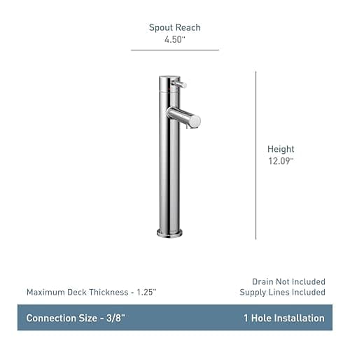 Moen 6192BL Align One-Handle Single Hole Modern Vessel Sink Bathroom Faucet