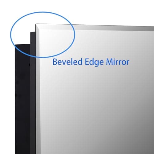 Black Bathroom Medicine Cabinet with Beveled Edge Mirrored Door 16 x 36 inch, Recessed or Surface Mount, with Adjustable Glass Shelves