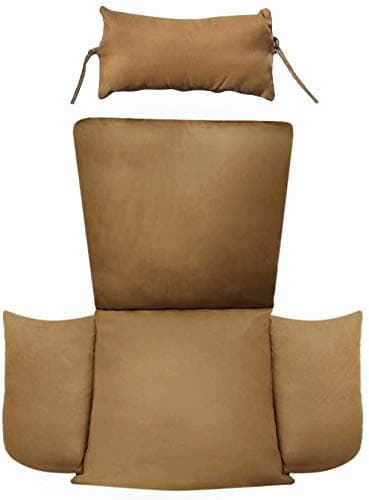 Island Gale Hanging Swing Wicker Basket Chair Outdoor Front Porch Furniture with Stand and Cushion