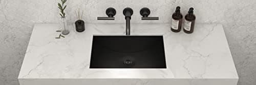 Ruvati 18 x 12 inch Gunmetal Black Undermount Bathroom Sink - 16 Gauge Stainless Steel Bathroom Sink with Brushed Finish, Easy-to-Clean Undermount Sinks - RVH6110BL