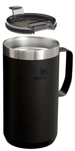 Stanley Stay-Hot Camp Mug 24 oz | Press Fit Drink Through Lid | Cup for Coffee, Tea and Drinks | Insulated Stainless Steel Coffee Mug | BPA-Free | Black 2.0