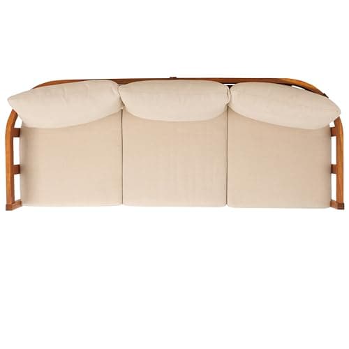 SAFAVIEH Outdoor Collection Owen Natural Teak Solid Wood/Taupe Cushion 3-Seater Sofa
