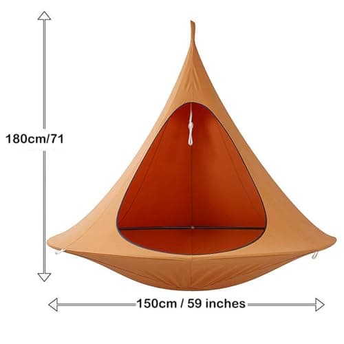 Hanging Cocoon Pod Chair, Indoor Outdoor Hammock Swing, Double Cacoon Hanging Chair - 440lb Capacity Indoor/Outdoor Hammock with 18ft Rope & Carabiner, Heavy-Duty Polyester Canvas (1.5m)