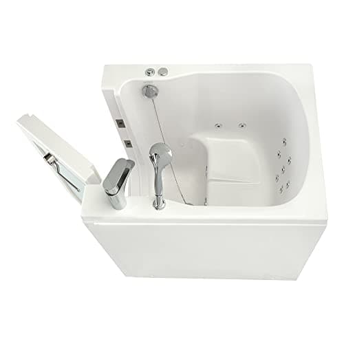 Ella Front Entry 32"x40" Acrylic Hydro Massage Walk-In Bathtub, Right Outward Swing Door, 2 Piece Fast Fill Faucet, 2" Drain