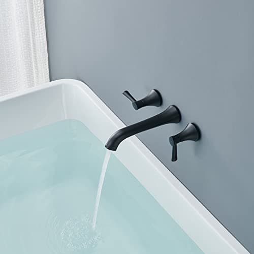 Tub Faucet Wall Mount Roman Tub Filler Black Brass Bathtub Faucets with 2 Handles