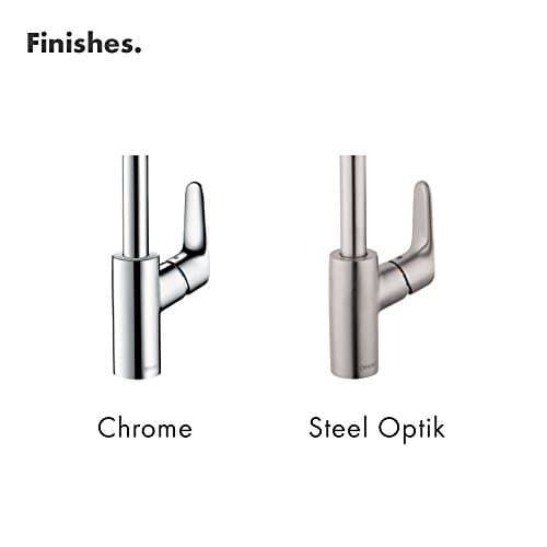 hansgrohe Focus Stainless Steel High Arc Kitchen Faucet, Kitchen Faucets with Pull Down Sprayer, Faucet for Kitchen Sink, Magnetic Docking Spray Head, Stainless Steel Optic 04505800, 1.75