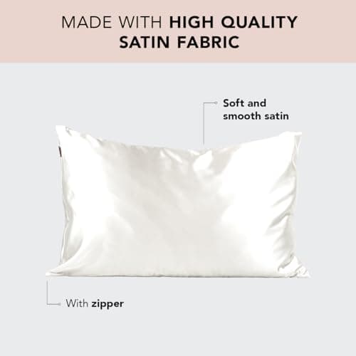 Kitsch Satin Pillowcase with Zipper for Hair & Skin, Softer Than Silk Pillow Cases Queen Size Set of 2, Wrinkle-Free, Smooth and Cooling Satin Pillow Covers, Standard Size 19"x26" - Ivory, 2pcs