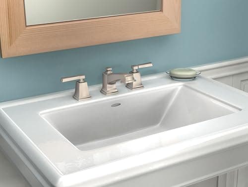 Moen Boardwalk Brushed Nickel Two-Handle High Arc Widespread Bathroom Sink Faucet for 3-Hole Setups with Valve Included, TV6220BN
