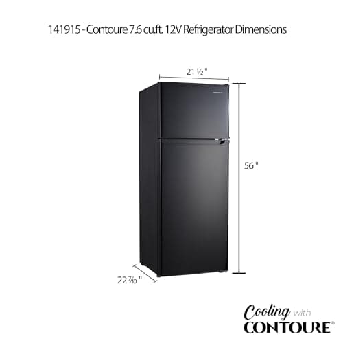 RV Refrigerator, Black, 7.6 cu.ft. | 12V | Compact RV Fridge | Customizable Controls | Space-Saving Design | R-780BK-12V