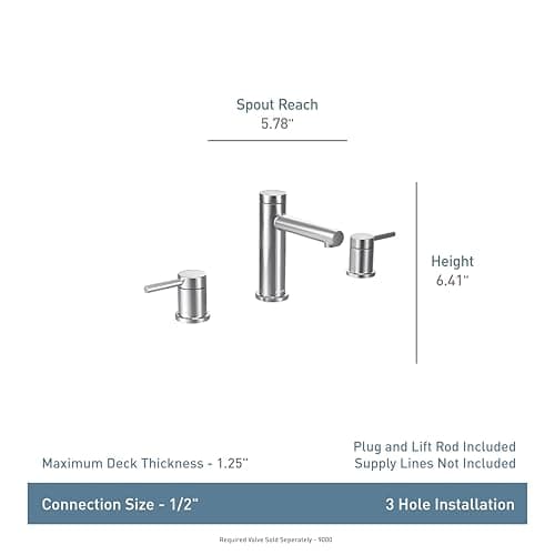Moen Align Brushed Gold Two-Handle Three-Hole Modern Widespread Bathroom Faucet Trim Kit, Valve Required, T6193BG