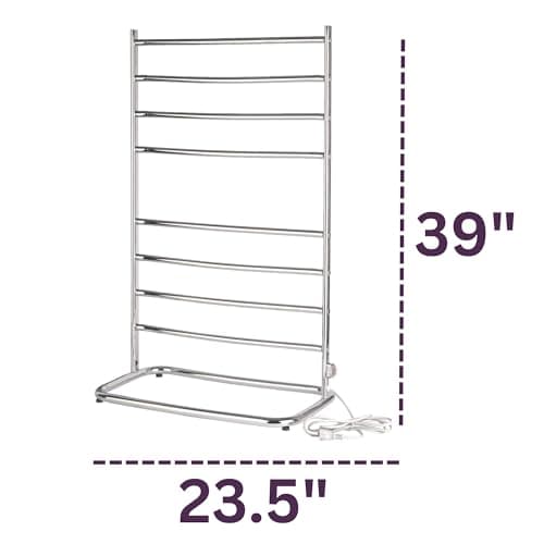 Hyde Park Towel Warmer - Free-Standing Towel Warmer Rack for Drying Towels and Garments - 39-Inch Chrome Finish Frame with 8 Bars - Model WHC