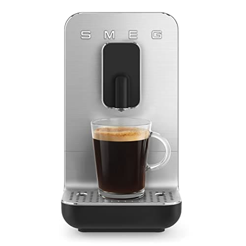 Smeg NEW BCC11BLMUS Fully Automatic Espresso Machine,3 preset buttons for Espresso Cappuccino and Coffee Adjustable Grinder for Whole Beans (Matte Black)