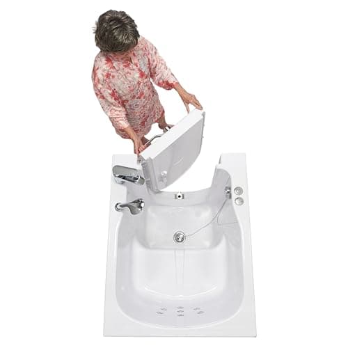 Ella Front Entry 32"x40" Acrylic Hydro Massage Walk-In Bathtub, Right Outward Swing Door, 2 Piece Fast Fill Faucet, 2" Drain