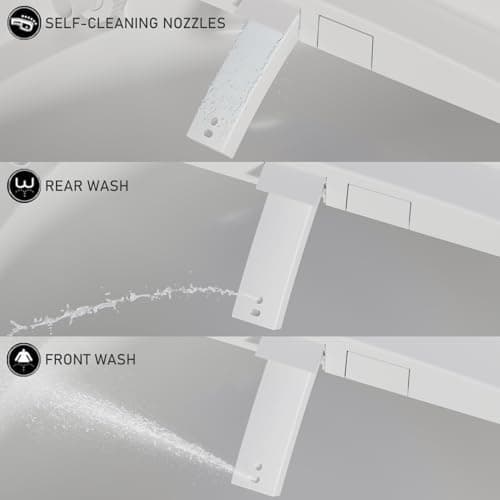 VALBELV Bidet Toilet Seat with Dryer & Warm Water, Self Cleaning Electric Elongated Bidet Attachment for Toilet with Rear/Front/SPA Wash, Slow Close Toilet Seat with Remote Control