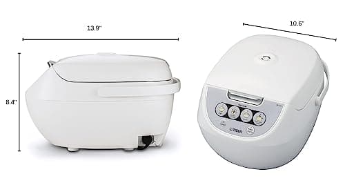 Tiger JBV-A10U 5.5-Cup (Uncooked) Micom Rice Cooker and Warmer with Tacook Food Steamer Cooking Tray Technology, White