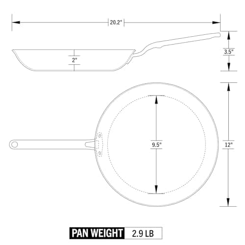 Heritage Steel Eater Series 12 Inch Frying Pan | Made in USA | 5-Ply Fully Clad Stainless Steel | Stay Cool Handle Design | Induction Ready & Non-Toxic