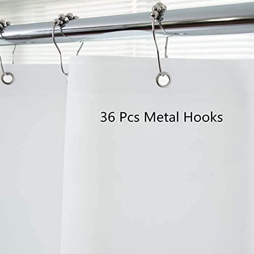 Clawfoot Tub Shower Curtain 180x70 Inch White Liner All Warp Around Extra Wide 36 Metal Hooks Vinyl Bath Curtain for Clawfoot Stand Up Tub Bathroom PEVA Waterproof Liner