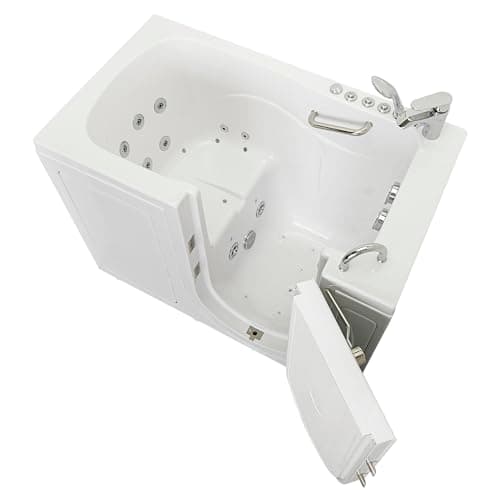 Ella Capri 30"x52" Acrylic Air + Hydro Massage and Heated Seat Walk-In Bathtub with Right Outward Swing Door, 2 Piece Fast Fill Faucet, 2" Dual Drain