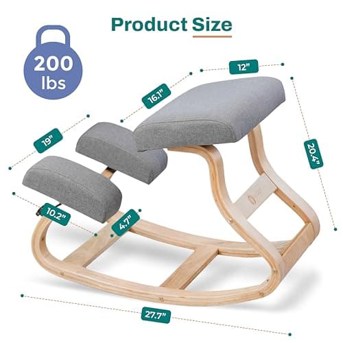 Ergonomic Kneeling Chair with 2 Knee Pads - Adjustable Height Rocking Knee Chair or for Posture for Home Office Gift Woman - Angled Kneeling Stool