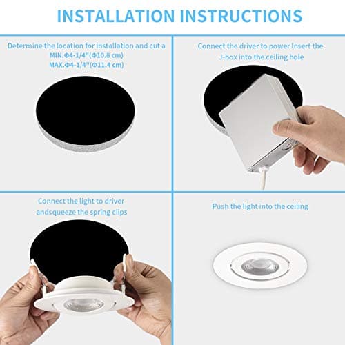 16 Pack Led Recessed Light 4 Inch,Adjustable Eyeball Gimbal, LED Recessed Lighting with Junction Box 9 Watts 750Lm Dimmable Ceiling Light ETL Listed (2700K/3000K/3500K/4000K/5000K Option)