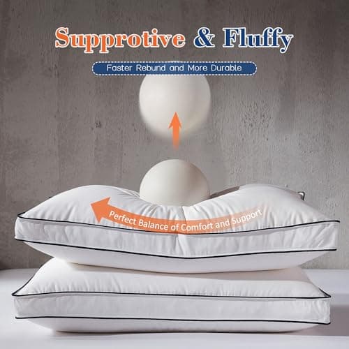 Decroom Goose Feather Down Pillows Queen Size Set of 2, Soft Pillows for Luxury Hotel Quality Gusseted Pillow 2 Pack, Bed Pillows for Sleeping, Breathable, Fluffy for Side, Back Sleepers