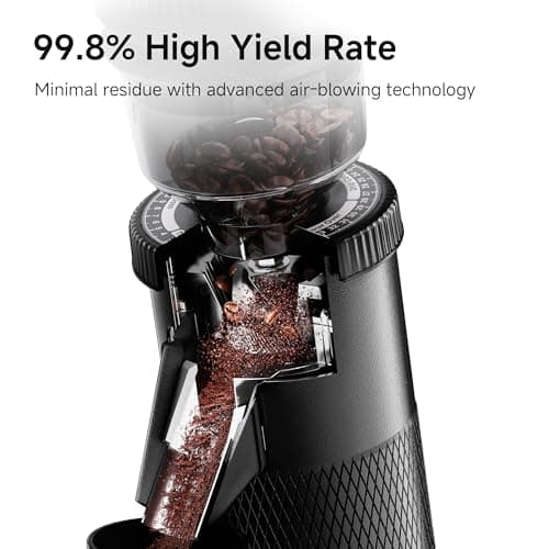 HIBREW G5 Single-Dose Espresso Grinder with Conical Burr, Magnetic Dosing Cup, Metal Housing, Dual-Speed Adjustment, 36-Step Micro Grind Settings - for Espresso Moka Pots & Drip Coffee