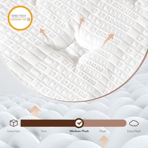 DIGLANT California King Mattress, 14Inch Cooling Gel Memory Foam Hybrid Mattress with Pocket Springs, Medium Plush Feel, White