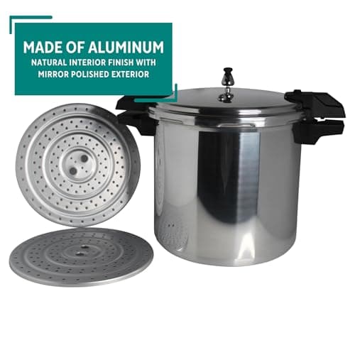 Mirro - 7114000221 Mirro 92122A Polished Aluminum 5 / 10 / 15-PSI Pressure Cooker / Canner Cookware, 22-Quart, Silver