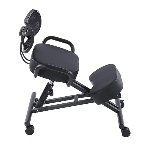 Ejoyous Kneeling Chair, Pneumatic Posture Correcting Knee Stool with Cushion Height Adjustable Rolling Orthopaedic Desk Stool for Banking Meeting Room Office Home Reception