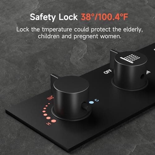Smart Shower System with Body Jets, Black Shower Head and Handle Set,16" Ceiling Mount Rainfall Waterfall Shower Jets System with Tub Spout,Thermostatic Shower System Bathroom with Music and Led Light