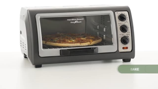 Hamilton Beach 6 Slice Countertop Toaster Oven With Easy Reach Roll-Top Door, Bake, Broil & Toast Functions, Auto Shutoff, Silver (31127D)