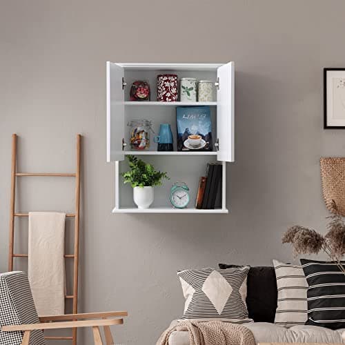 Bathroom Wall Cabinet Wooden Medicine Cabinet Buffering Hinge MDF Material Over Toilet Storage 23"x29" and Adjustable Shelves Cupboard Above Toilet with Large Space