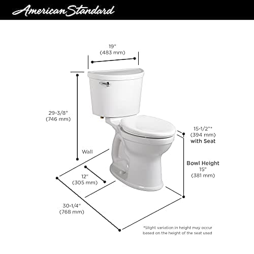 American Standard 211CA004.020 Champion PRO Two-Piece 1.6 gpf/6.0 Lpf Standard Height Elongated Toilet Without Seat, White